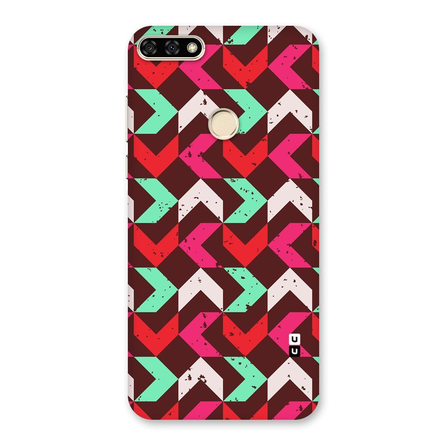 Retro Red Pink Pattern Back Case for Honor 7A