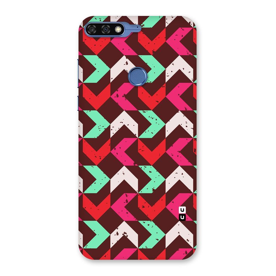 Retro Red Pink Pattern Back Case for Honor 7C