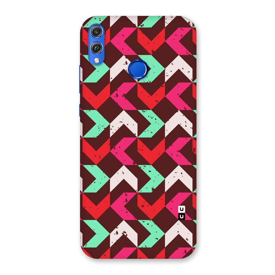 Retro Red Pink Pattern Back Case for Honor 8X