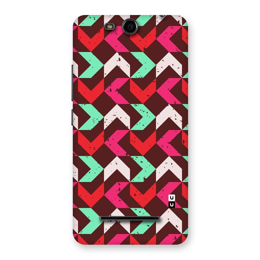 Retro Red Pink Pattern Back Case for Micromax Canvas Juice 3 Q392
