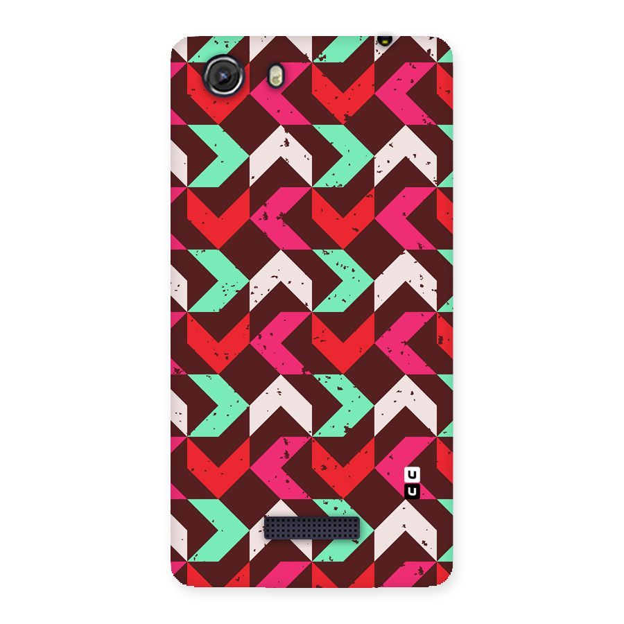 Retro Red Pink Pattern Back Case for Micromax Unite 3