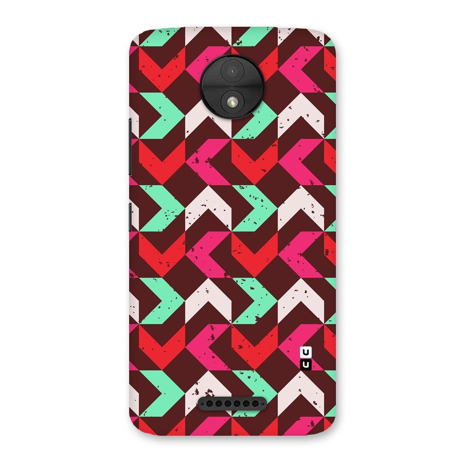 Retro Red Pink Pattern Back Case for Moto C