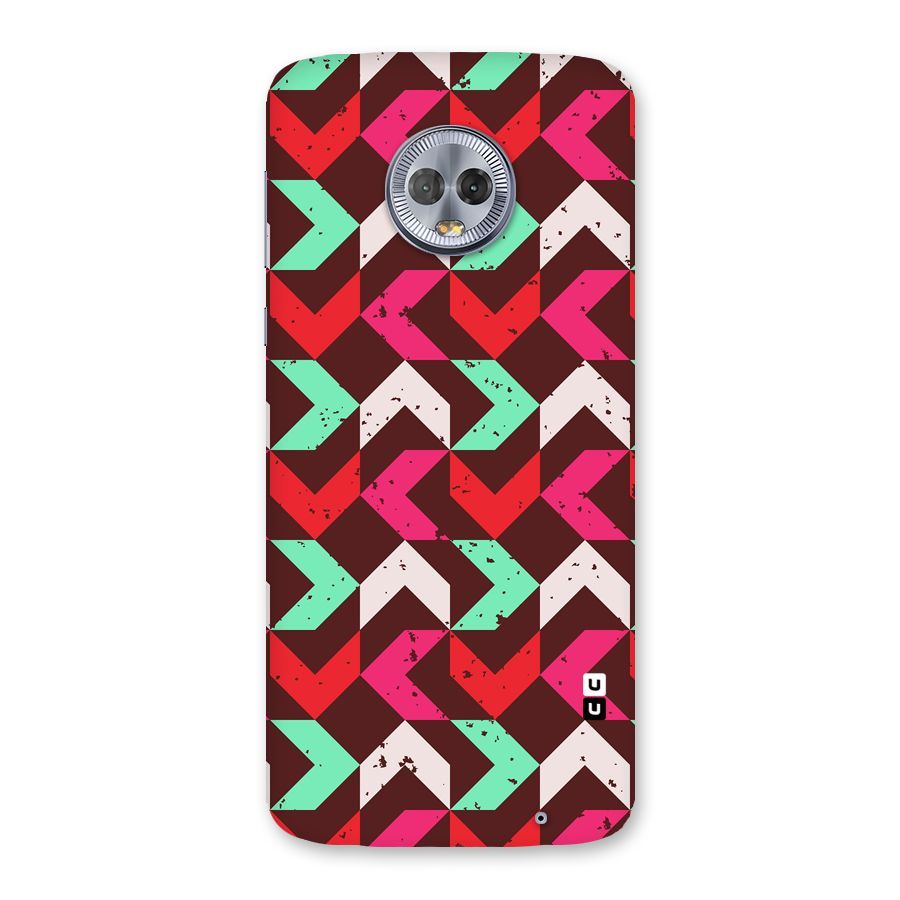 Retro Red Pink Pattern Back Case for Moto G6 Plus