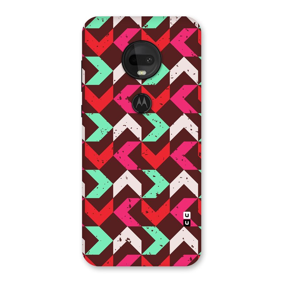 Retro Red Pink Pattern Back Case for Moto G7