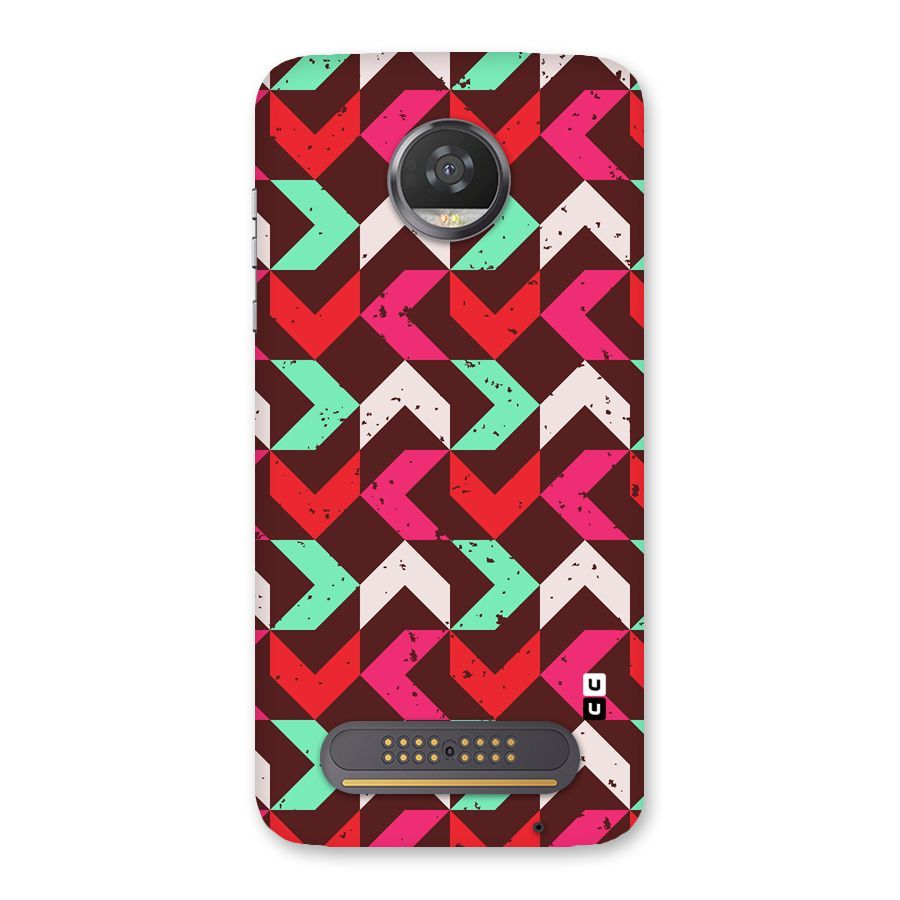 Retro Red Pink Pattern Back Case for Moto Z2 Play