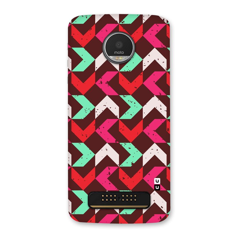 Retro Red Pink Pattern Back Case for Moto Z Play