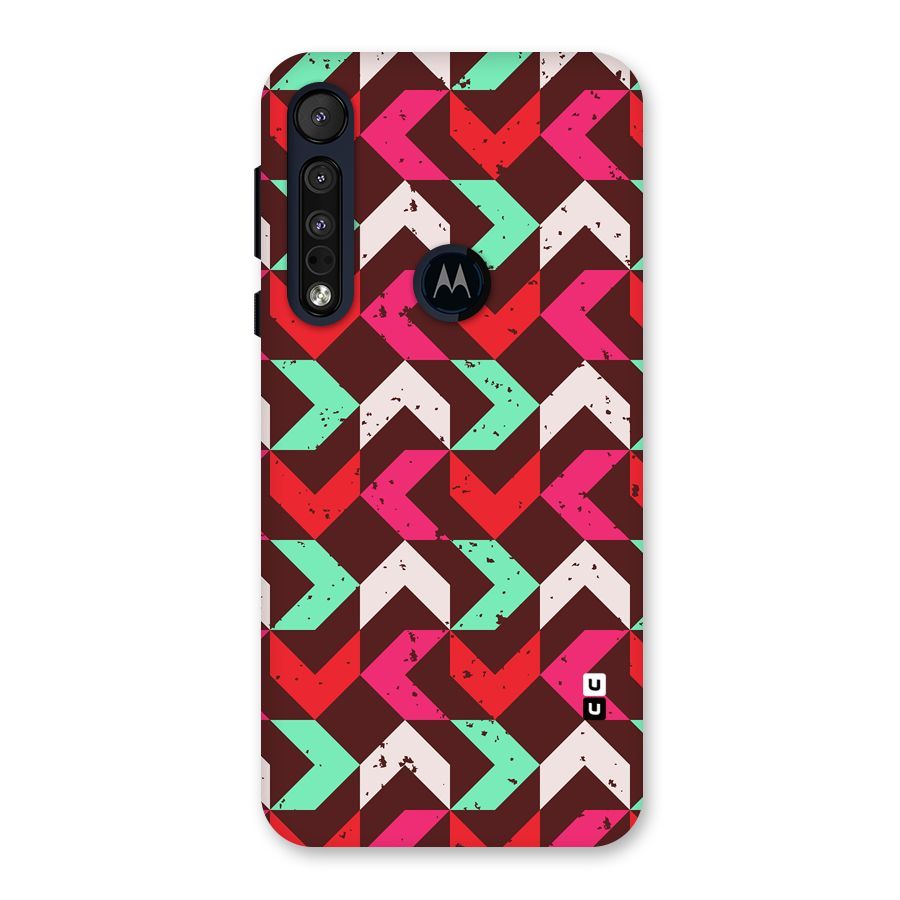 Retro Red Pink Pattern Back Case for Motorola One Macro