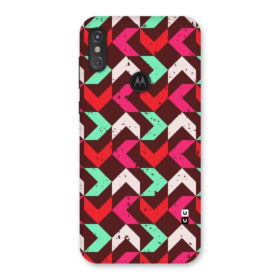 Retro Red Pink Pattern Back Case for Motorola One Power