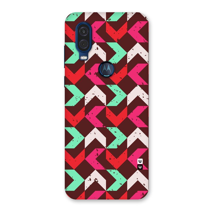 Retro Red Pink Pattern Back Case for Motorola One Vision