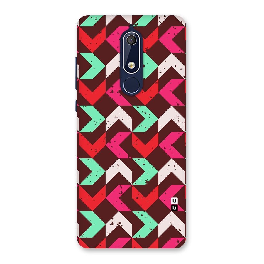 Retro Red Pink Pattern Back Case for Nokia 5.1