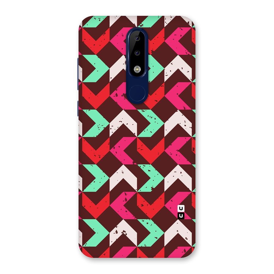 Retro Red Pink Pattern Back Case for Nokia 5.1 Plus