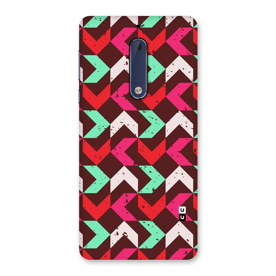 Retro Red Pink Pattern Back Case for Nokia 5