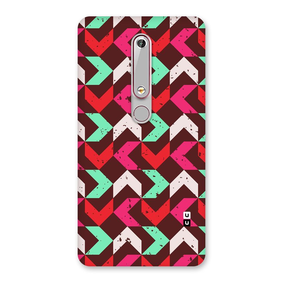 Retro Red Pink Pattern Back Case for Nokia 6.1
