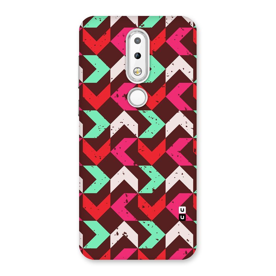 Retro Red Pink Pattern Back Case for Nokia 6.1 Plus