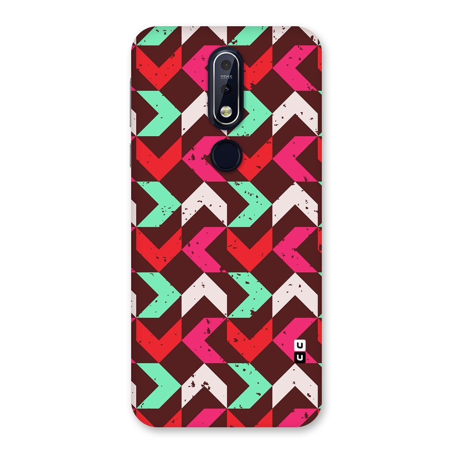 Retro Red Pink Pattern Back Case for Nokia 7.1