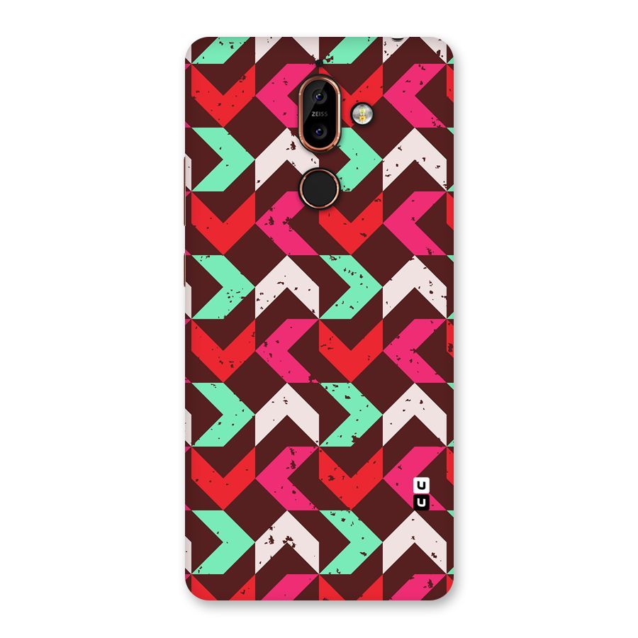 Retro Red Pink Pattern Back Case for Nokia 7 Plus