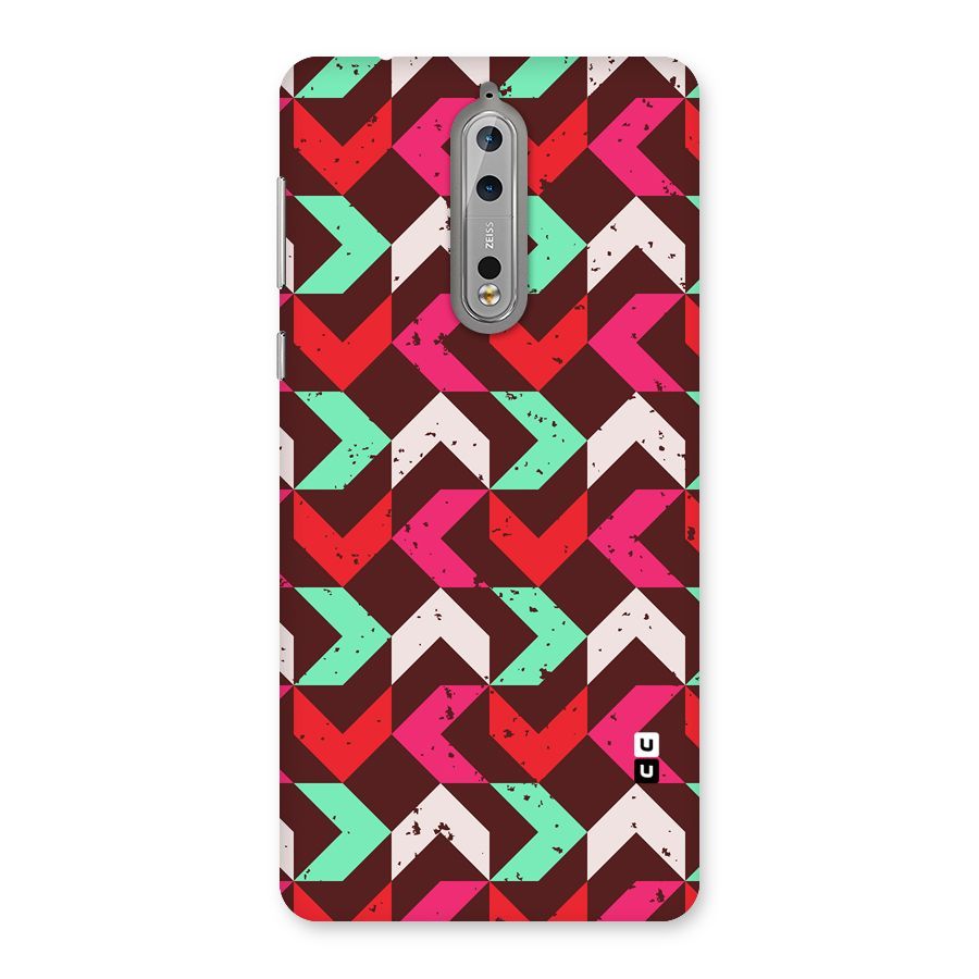 Retro Red Pink Pattern Back Case for Nokia 8