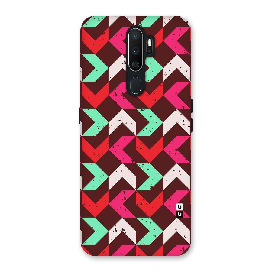 Retro Red Pink Pattern Back Case for Oppo A5 (2020)