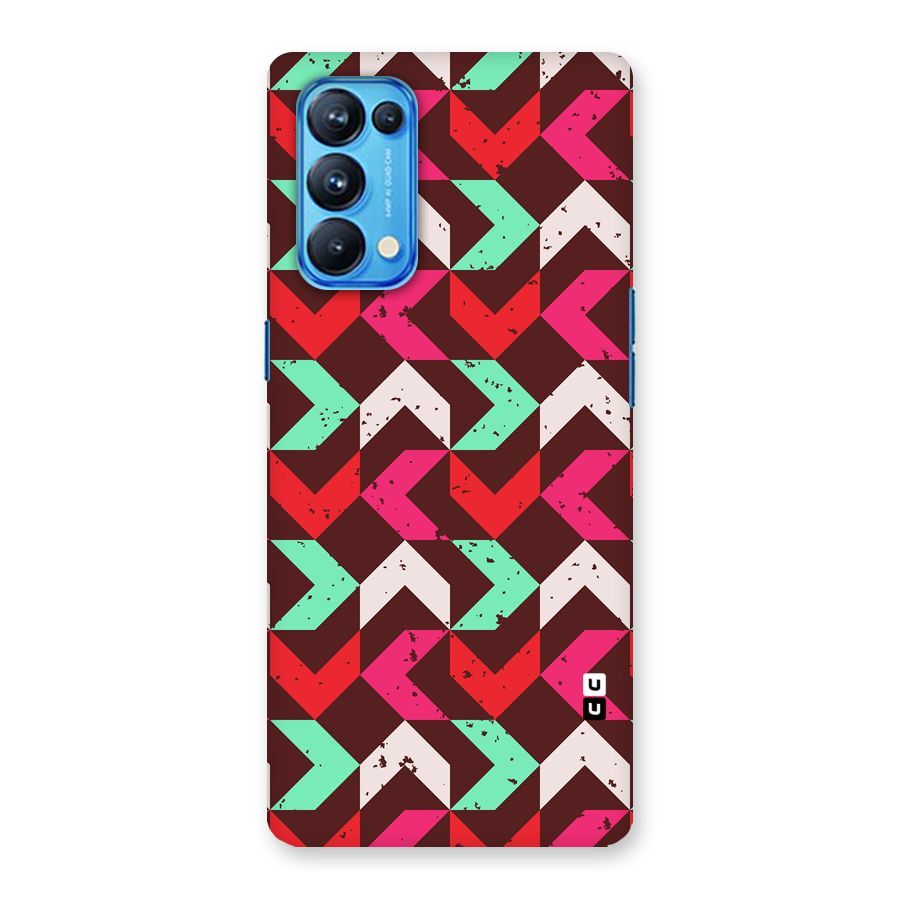Retro Red Pink Pattern Back Case for Oppo Reno5 Pro 5G