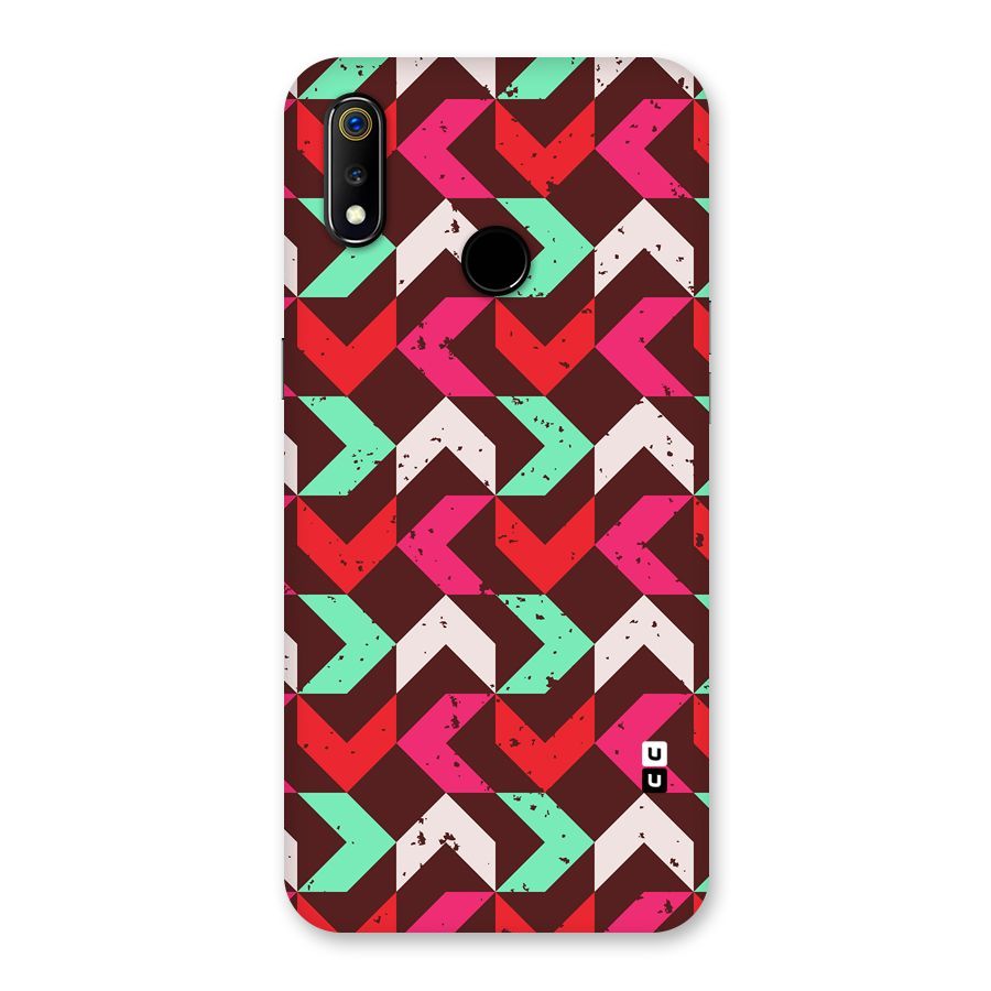 Retro Red Pink Pattern Back Case for Realme 3
