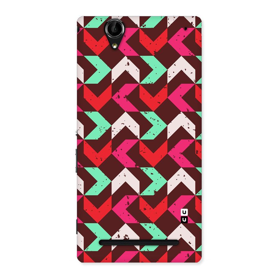 Retro Red Pink Pattern Back Case for Sony Xperia T2