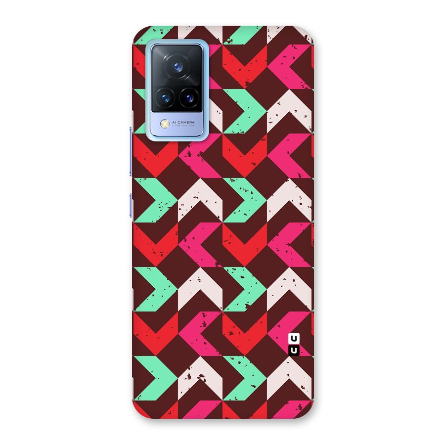 Retro Red Pink Pattern Back Case for Vivo V21 5G