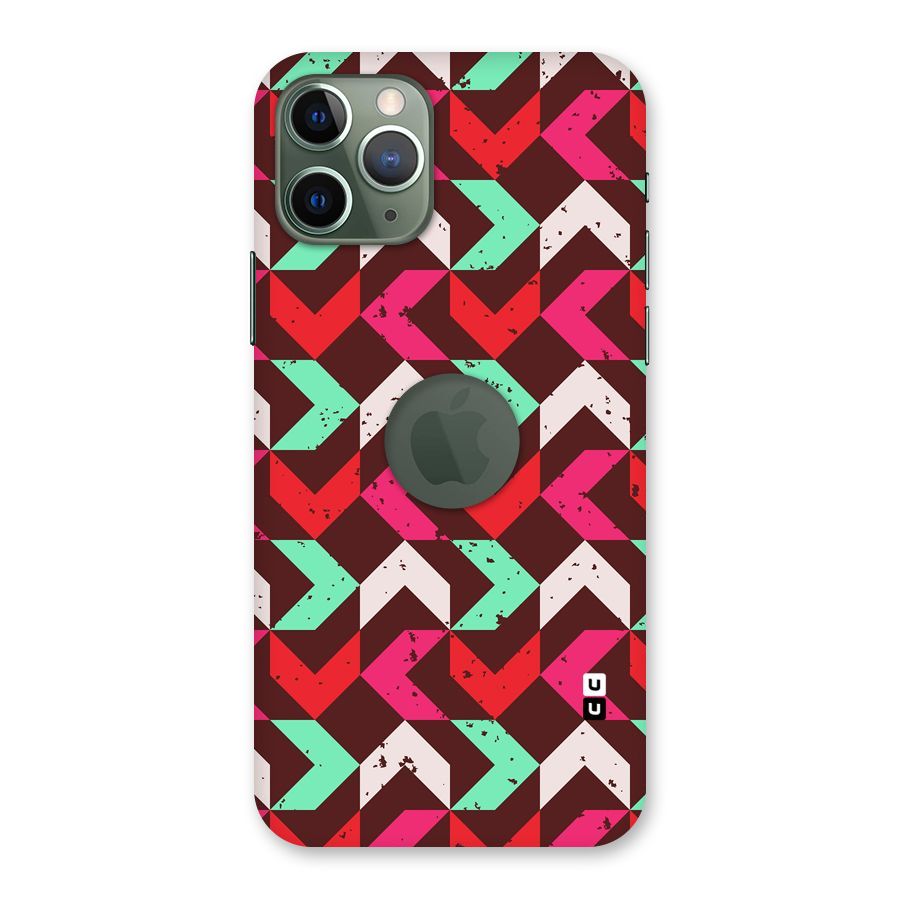 Retro Red Pink Pattern Back Case for iPhone 11 Pro Logo  Cut