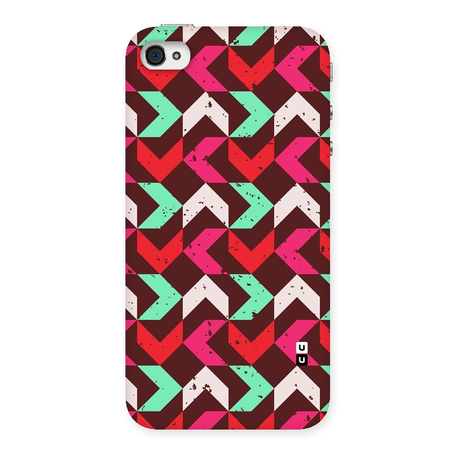 Retro Red Pink Pattern Back Case for iPhone 4 4s