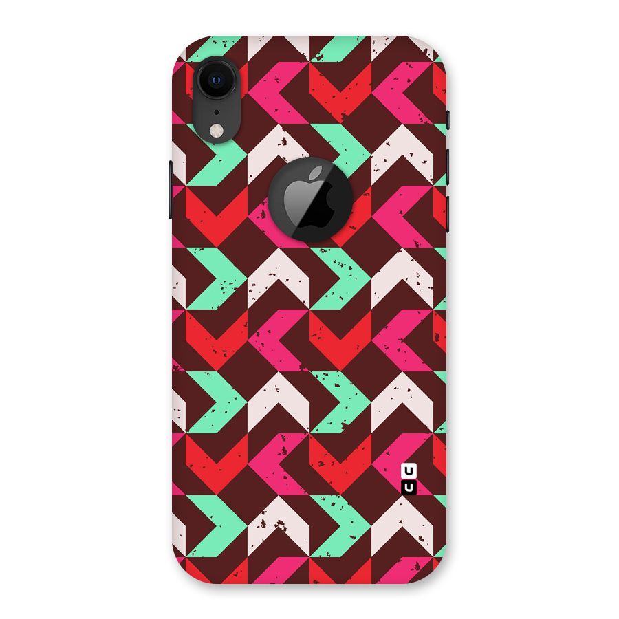 Retro Red Pink Pattern Back Case for iPhone XR Logo Cut