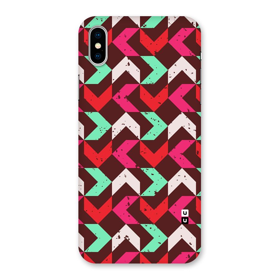 Retro Red Pink Pattern Back Case for iPhone XS