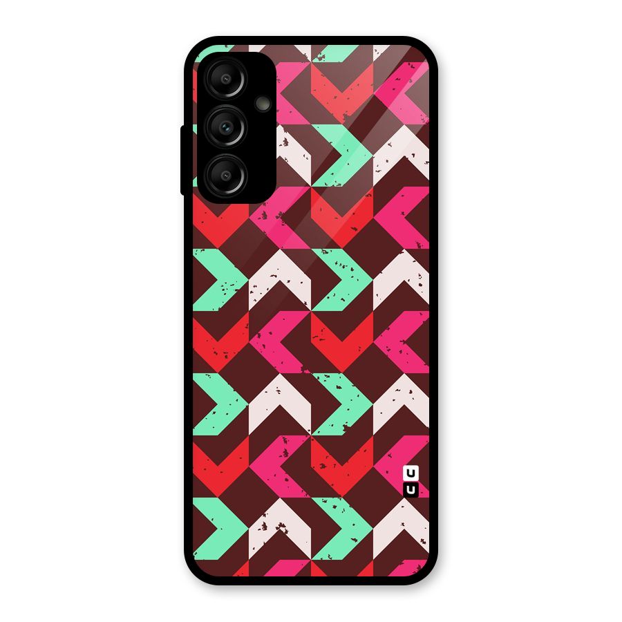 Retro Red Pink Pattern Glass Back Case for Galaxy A14 5G