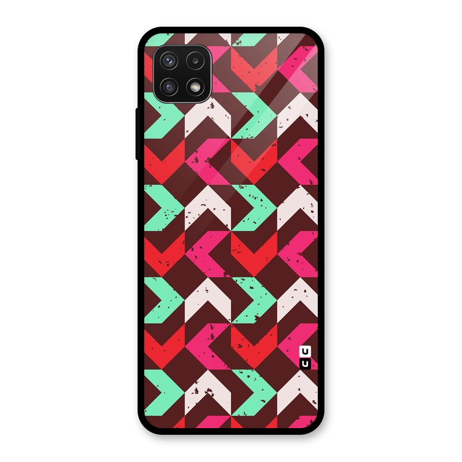 Retro Red Pink Pattern Glass Back Case for Galaxy A22 5G