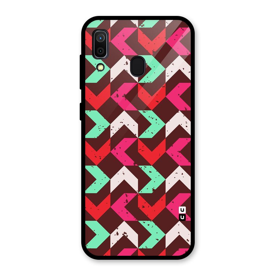 Retro Red Pink Pattern Glass Back Case for Galaxy A30