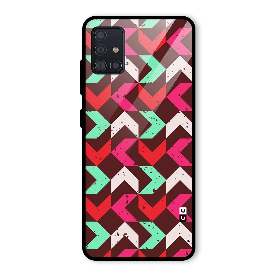 Retro Red Pink Pattern Glass Back Case for Galaxy A51