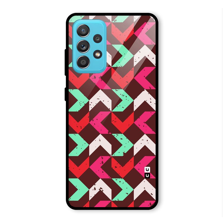 Retro Red Pink Pattern Glass Back Case for Galaxy A52