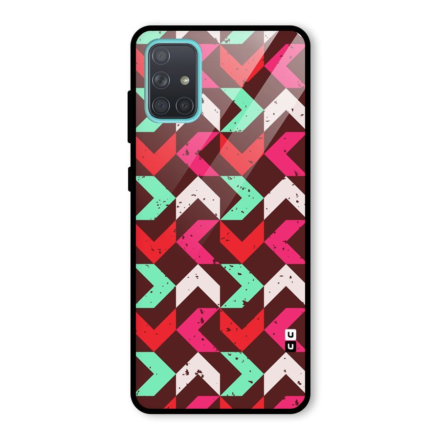 Retro Red Pink Pattern Glass Back Case for Galaxy A71