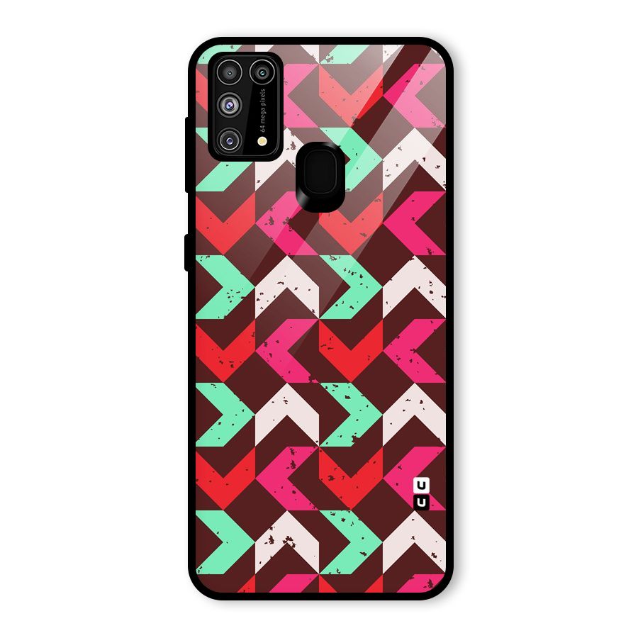 Retro Red Pink Pattern Glass Back Case for Galaxy F41