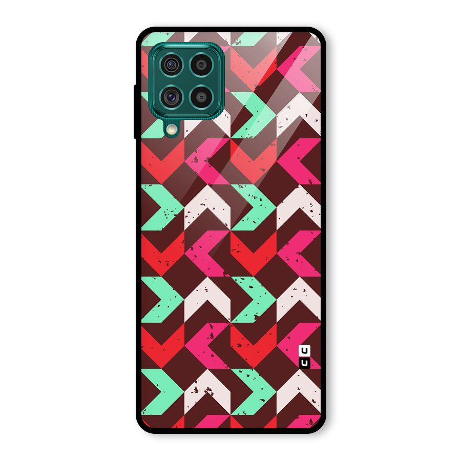 Retro Red Pink Pattern Glass Back Case for Galaxy F62