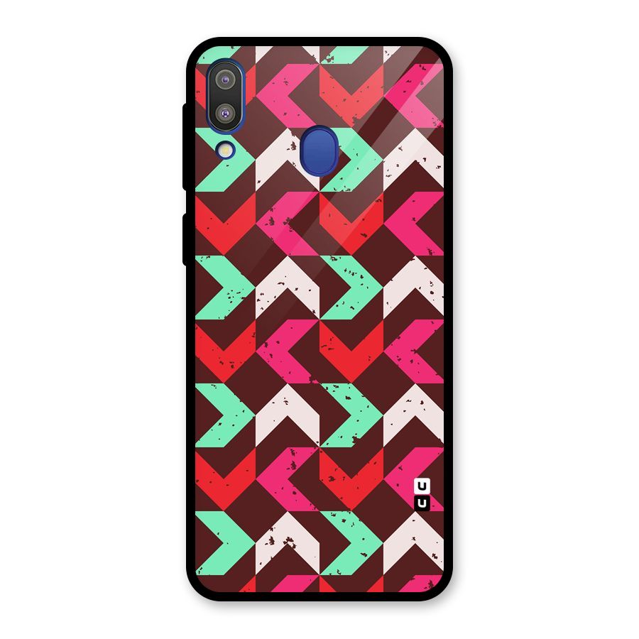 Retro Red Pink Pattern Glass Back Case for Galaxy M20