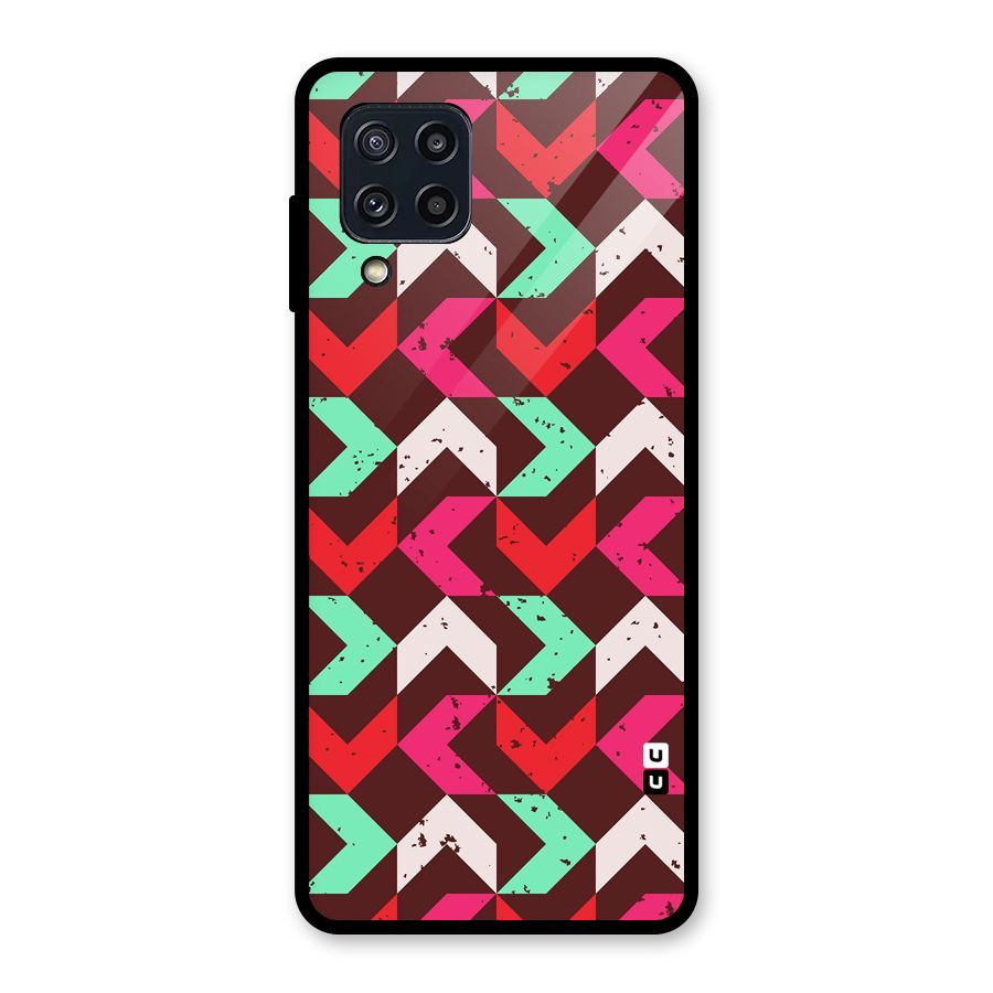 Retro Red Pink Pattern Glass Back Case for Galaxy M32