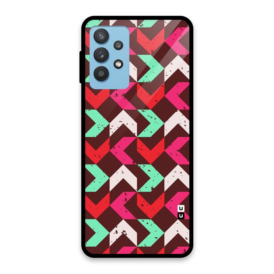 Retro Red Pink Pattern Glass Back Case for Galaxy M32 5G