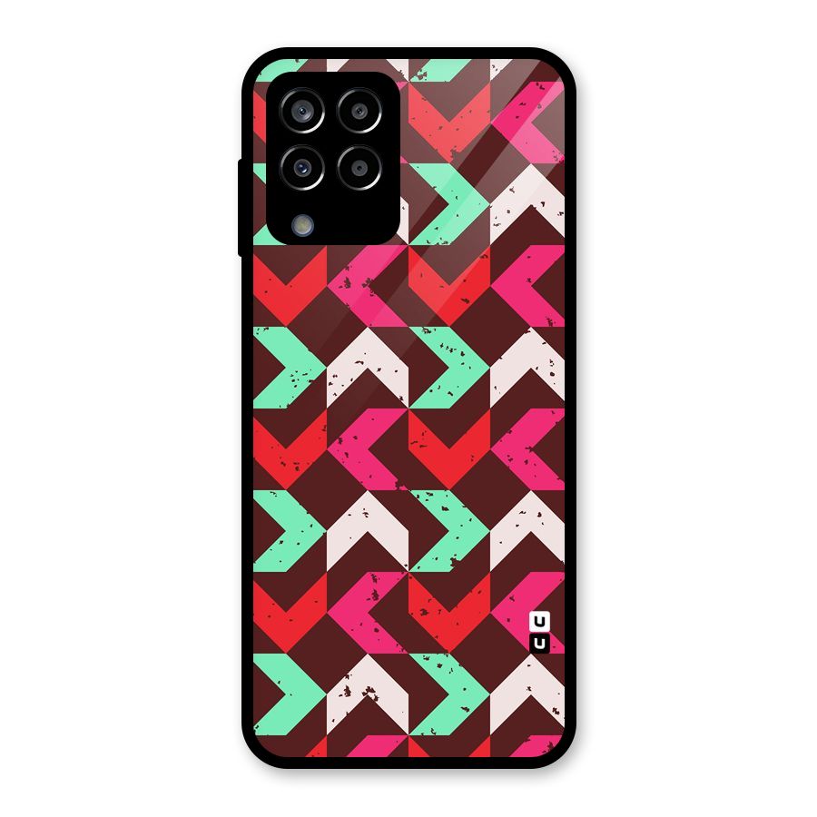 Retro Red Pink Pattern Glass Back Case for Galaxy M33