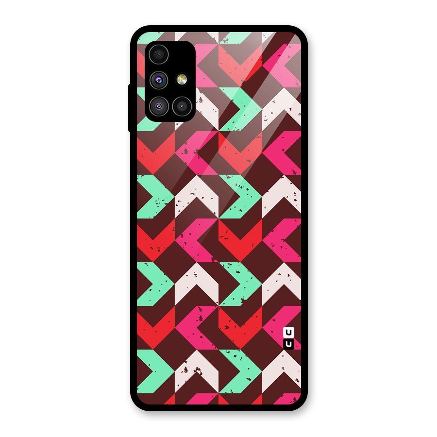 Retro Red Pink Pattern Glass Back Case for Galaxy M51