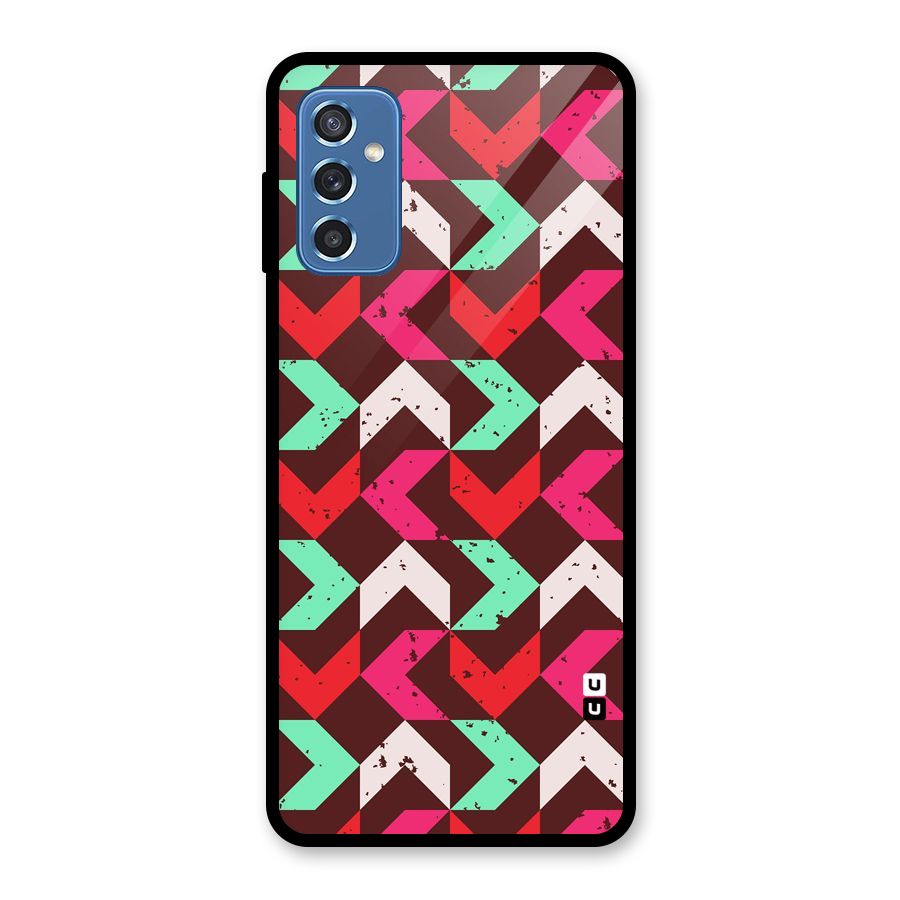 Retro Red Pink Pattern Glass Back Case for Galaxy M52 5G