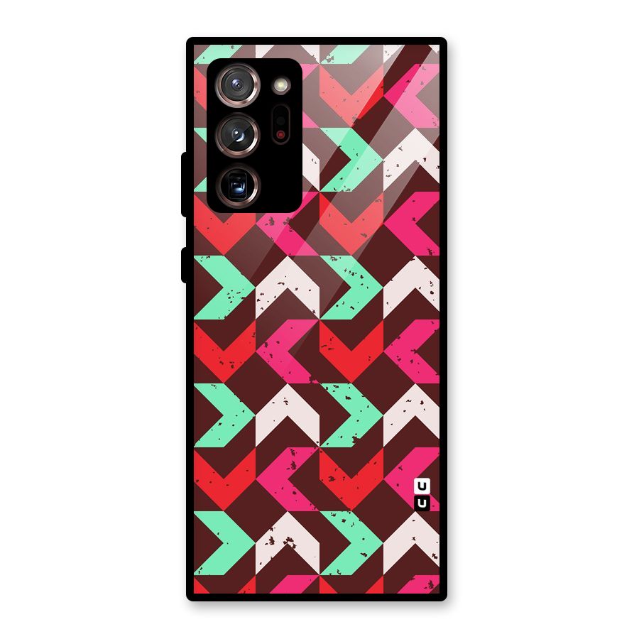 Retro Red Pink Pattern Glass Back Case for Galaxy Note 20 Ultra