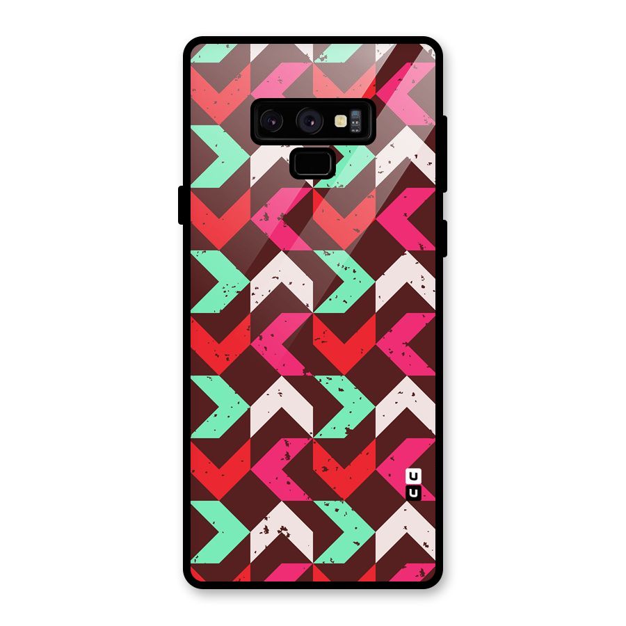 Retro Red Pink Pattern Glass Back Case for Galaxy Note 9