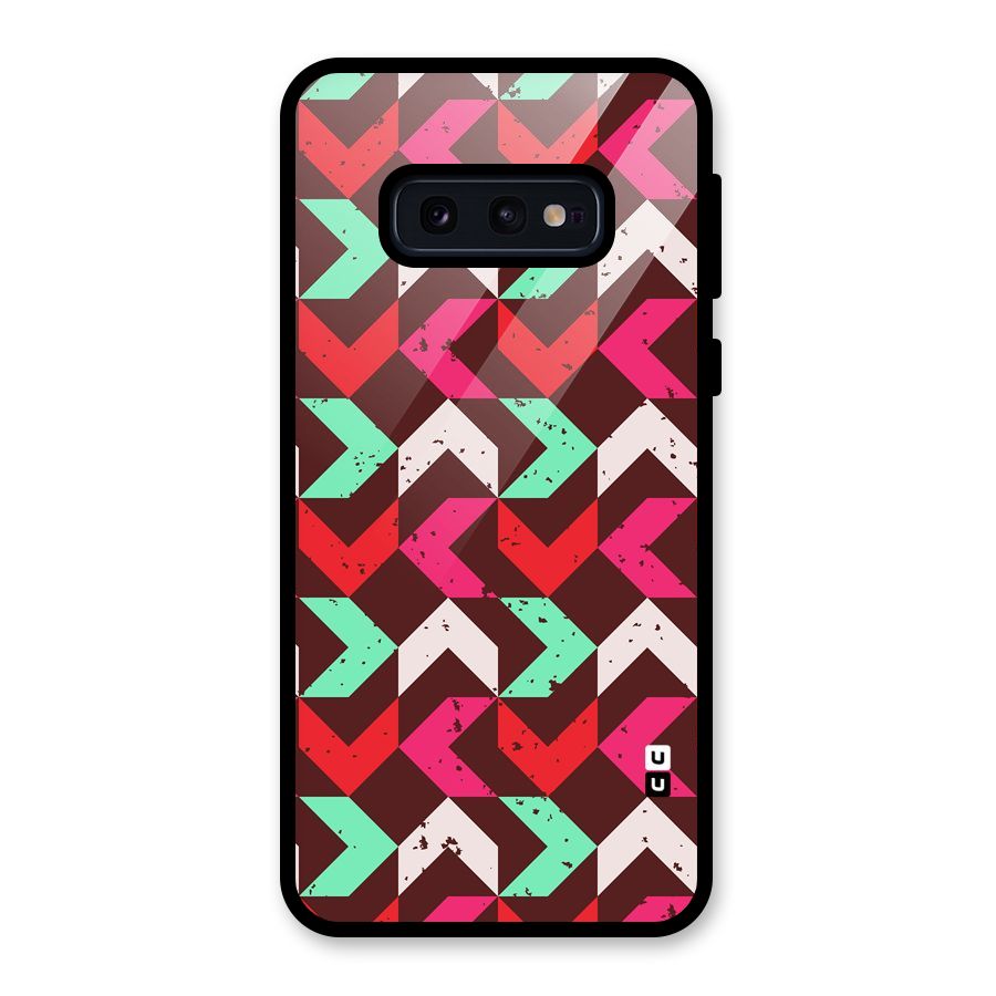Retro Red Pink Pattern Glass Back Case for Galaxy S10e