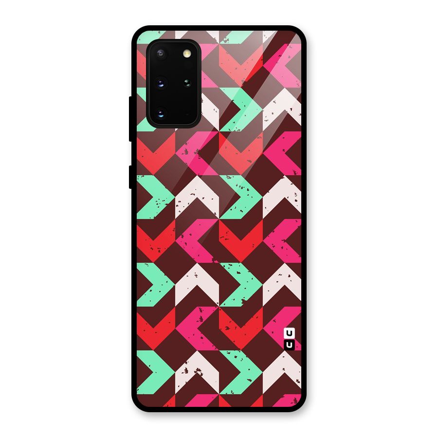 Retro Red Pink Pattern Glass Back Case for Galaxy S20 Plus