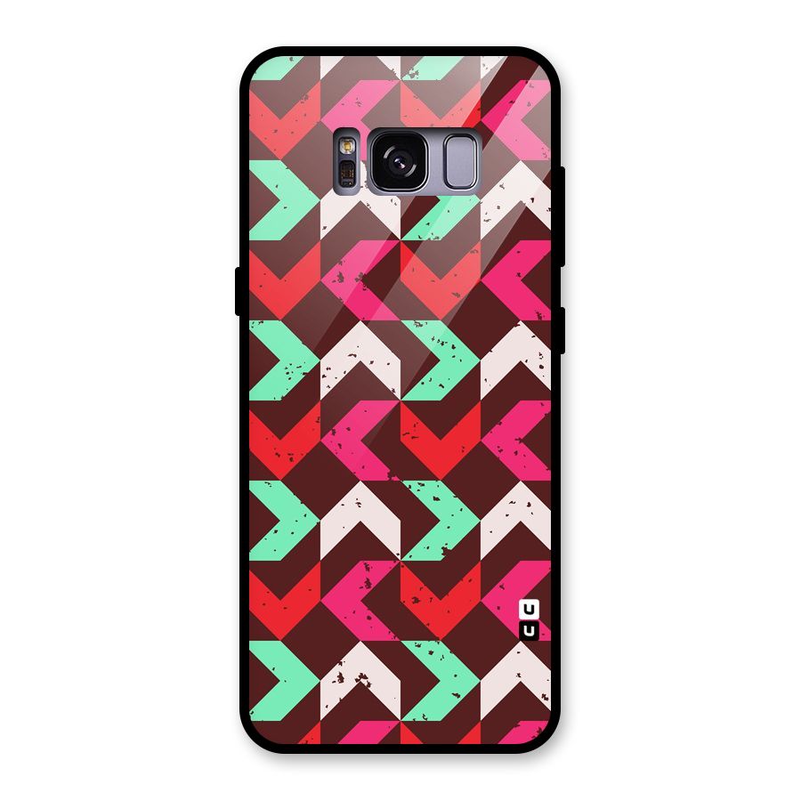 Retro Red Pink Pattern Glass Back Case for Galaxy S8