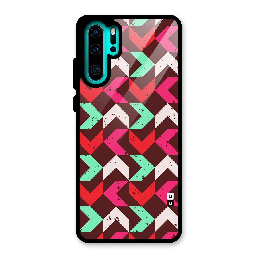 Retro Red Pink Pattern Glass Back Case for Huawei P30 Pro